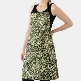 Grobgrüne Sepia-Mosaikschichten und Glitzern Schürze
