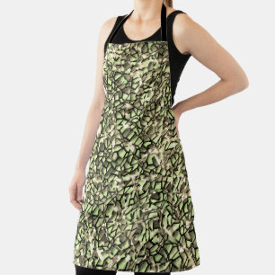 Grobgrüne Sepia-Mosaikschichten und Glitzern Schürze
