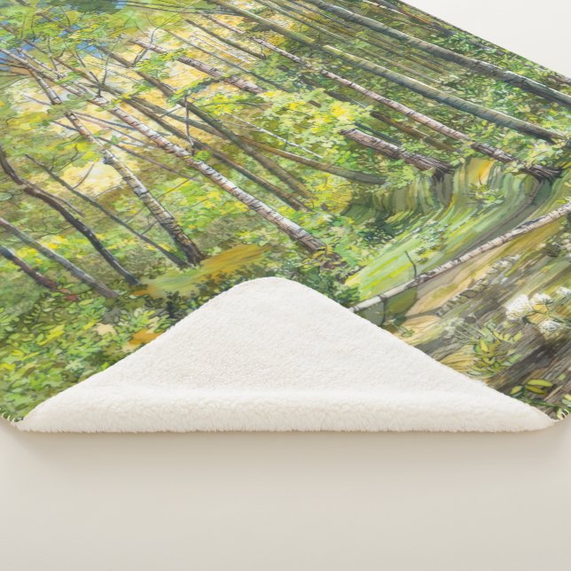 Grobmalerei Aquarell auf Seide Sherpadecke (3/4)