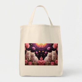 Grocery Bag with Cat Illustration Tragetasche