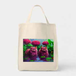 Grocery Bag with Cat Illustration Tragetasche