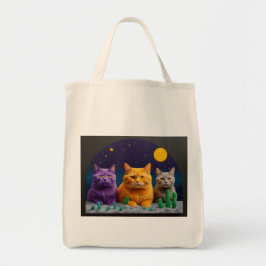 Grocery Bag with Cat Illustration Tragetasche