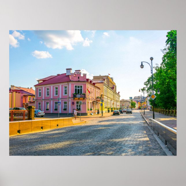 Grodno Belarus Architektur Stadt Stadtbild Straße Poster (Vorne)