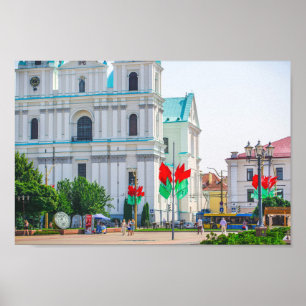Grodno Belarus Stadt Architektur Leben Menschen Poster