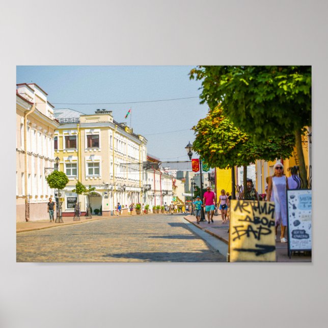 Grodno Belarus Stadt Architektur Leben Sovetskaya Poster (Vorne)