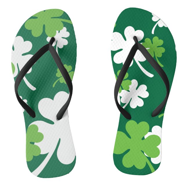 Groen klavertje vier blaadjes. St. Patrick's Day Flip Flops (Fußbett)
