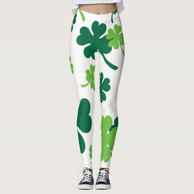 Groen klavertje vier blaadjes. St. Patrick's Day Leggings (Vorderseite)