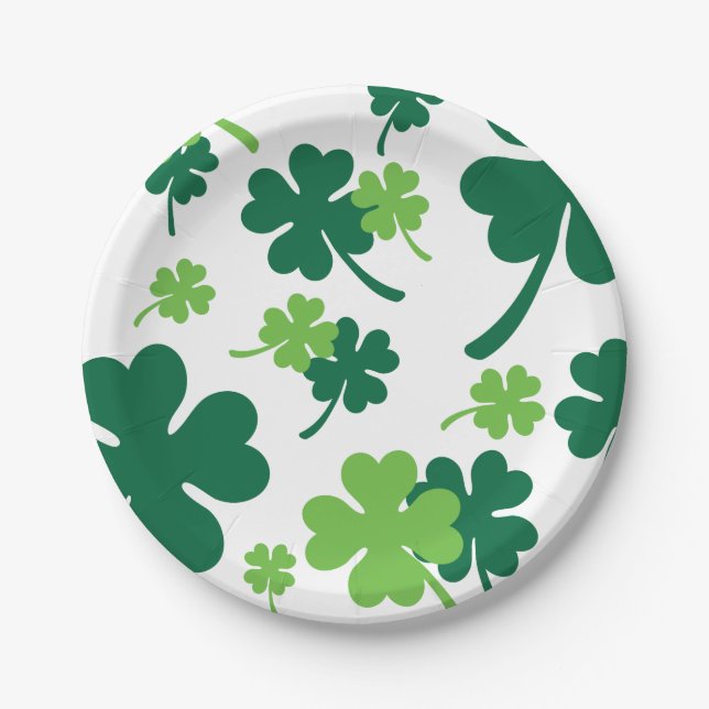 Groen klavertje vier blaadjes. St. Patrick's Day Pappteller (Vorderseite)