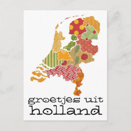Groetjes Uit Holland Province Map Patchwork Style Postkarte