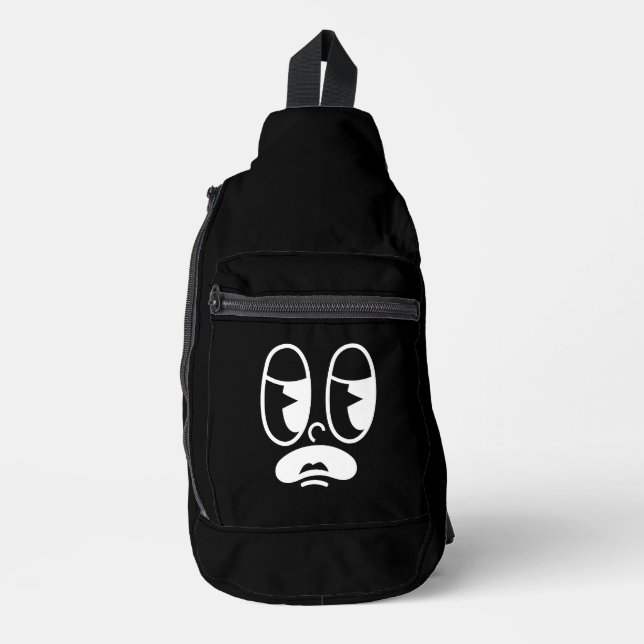 Groggy Glitch Face Crossbody Bag (Vorderseite)