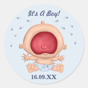 Grölendes Baby ist es ein Jungen-Aufkleber Runder Aufkleber