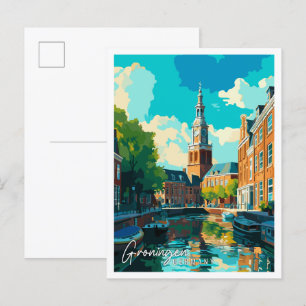 Groningen Deutschland - Illustration von Reisen Postkarte