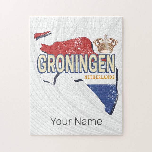 Groningen Netherlands Retro Map Vintag (Vertikal)