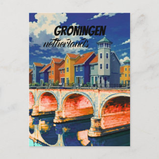 Groningen Niederlande Aquarell-Reiseplakat Pri Postkarte