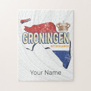Groningen Niederlande Retro Karte Niederländisch V