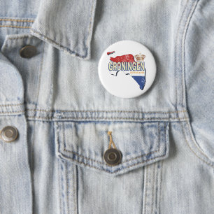 Groningen Niederlande Retro Karte Niederländisch V Button