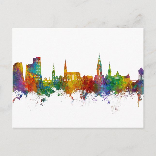 Groningen Niederlande Skyline Postkarte (Vorderseite)