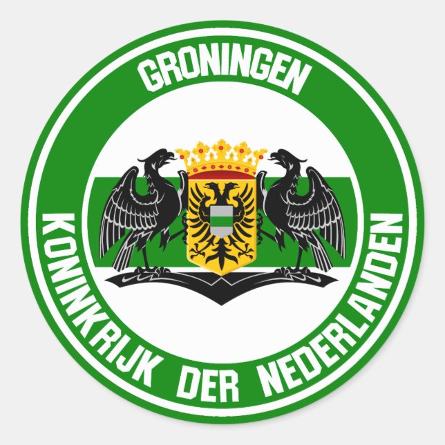 Groningen Round Emblem Runder Aufkleber (Vorderseite)