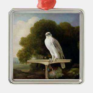 Grönland-Falke (grauer Falke), 1780 (Öl auf Plat Silbernes Ornament