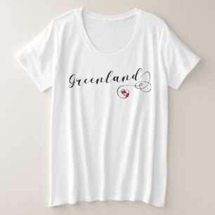 Grönland-Flaggenherz Große Größe T-Shirt