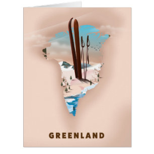 Grönland Illustriert Map Reiseplakat drucken.