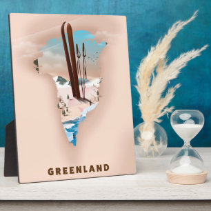 Grönland Illustriert Map Reiseplakat drucken. Fotoplatte