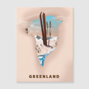 Grönland Illustrierte Karte Reiseplakat Druck.