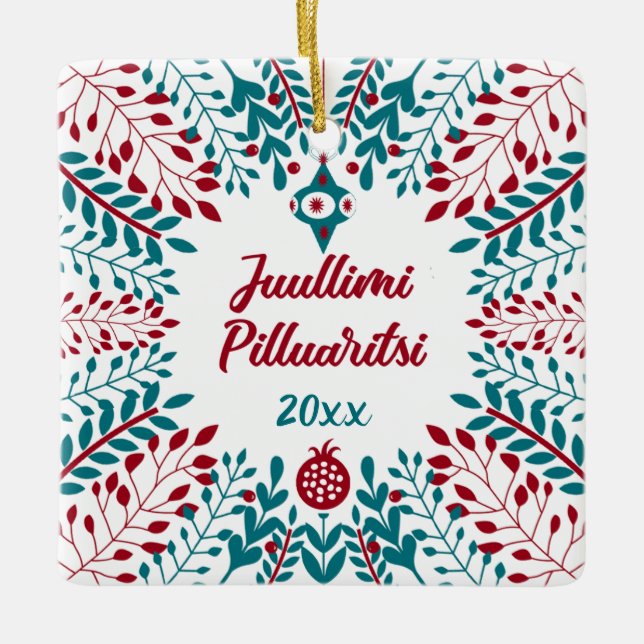Grönland, Juullimi Pilluaritsi Frohe Weihnachten Keramikornament (Vorderseite)