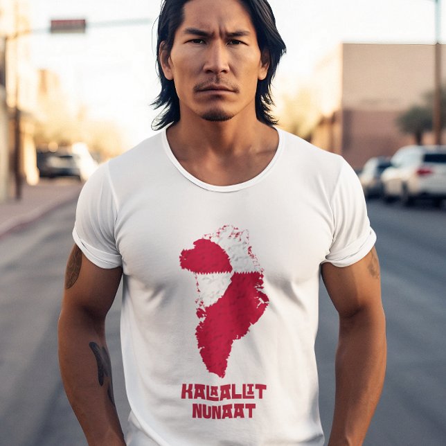 Grönland Karte Rot Weiße Flagge Kalaallit Nunaat T-Shirt (Von Creator hochgeladen)