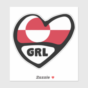 Grönland Land Code Flaggen Herz Button Abzeichen,  Aufkleber