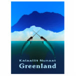 Grönland - Narwhal Fotoskulptur Magnet<br><div class="desc">Wale mit Speeren. Zwei männliche Narwale "tusking", überqueren ihre Stoßzähne, mit Meereis und dem Festland von Grönland im Hintergrund. Außerdem erscheint Text mit "Grönland" und "Kalaallit Nunaat" (Grönland auf Grönland). Der Zweck des Fahrens, eine gemeinsame Tätigkeit während der wärmeren Jahreszeiten, ist unbekannt. Es kann ein freundlicher Gruß oder eine Möglichkeit...</div>