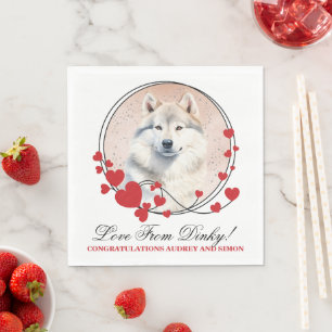 Grönland Roter Herz Kranz Hund Foto Serviette