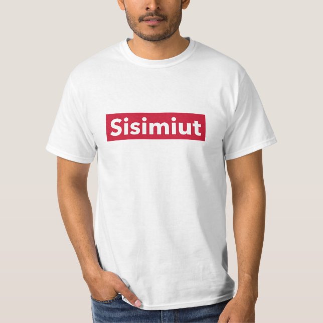 Grönland Sisimiut Rote Typografie T-Shirt (Vorderseite)