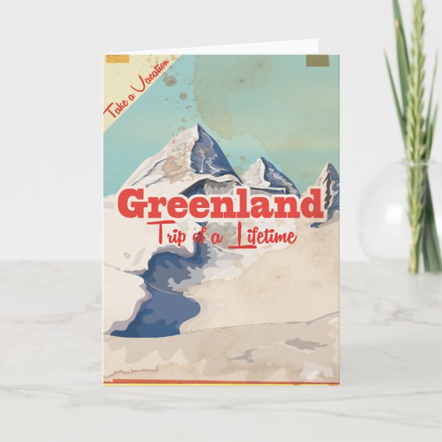 Grönland Vintage Reiseplakat Karte (Vorderseite)