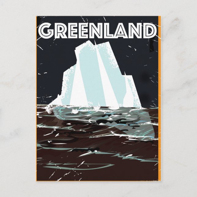 Grönland Vintage Reiseplakat Postkarte (Vorderseite)