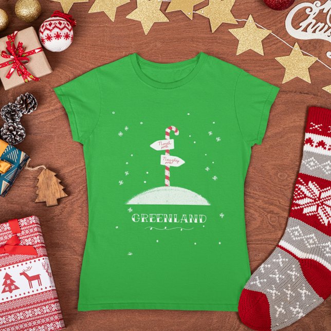 Grönland Weihnachts Candy Cane Nordpol Schnee T-Shirt (Von Creator hochgeladen)