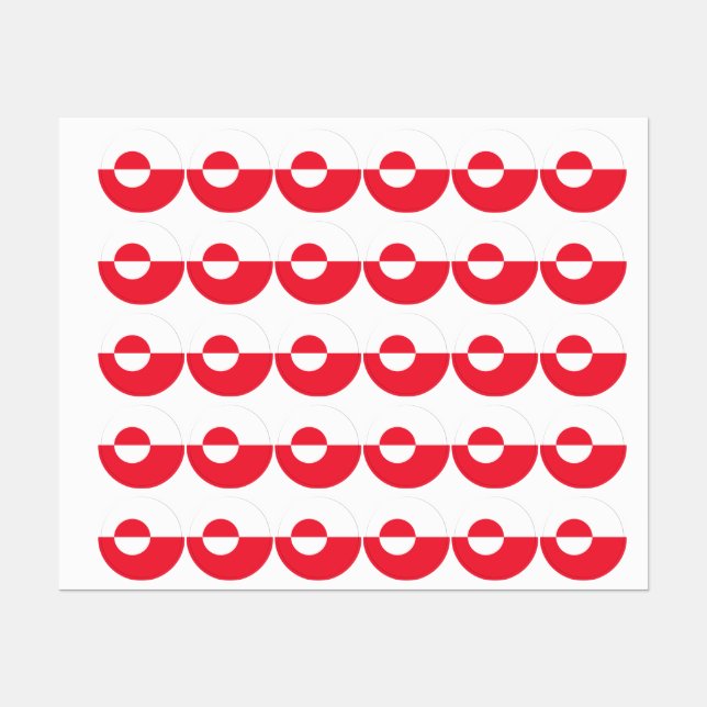 Grönländische Flagge Etiketten (Blatt)