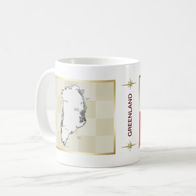 Grönländische Flagge + Karte Tasse (Vorderseite Links)