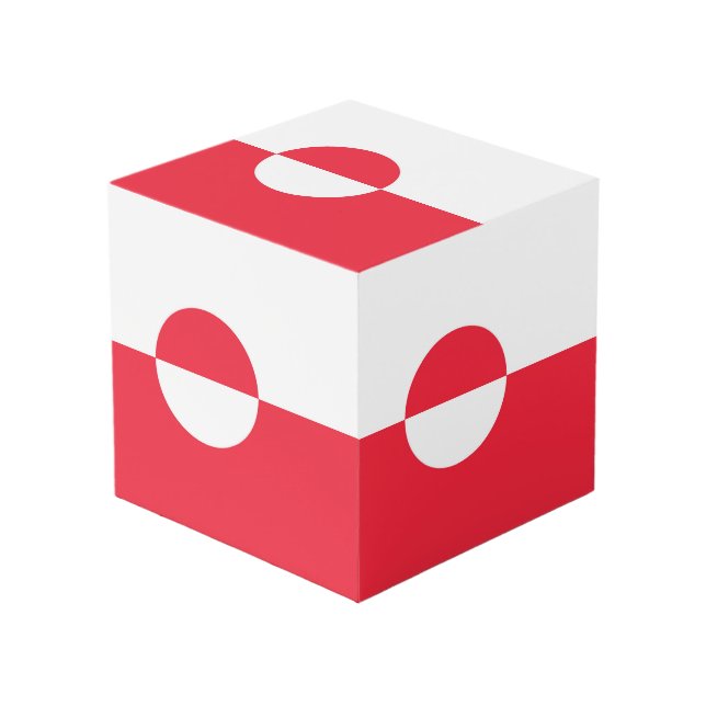 Grönländische Flagge Würfel (Vorderseite Schrägansicht)