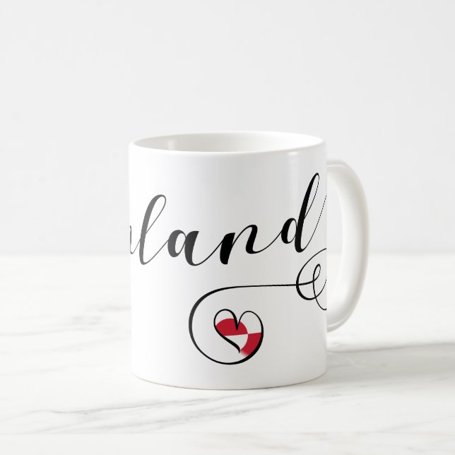 grönländische Flaggenherz, grönländische Flagge Kaffeetasse (VorderseiteRechts)