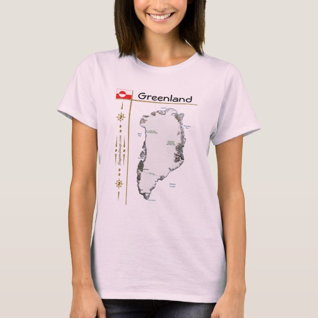 Grönländische Karte + Flagge + T - Shirt (Vorderseite)