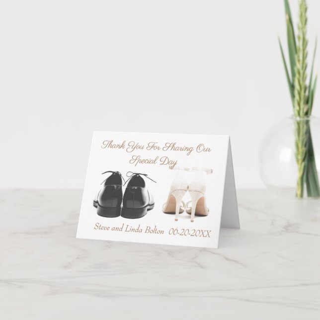 GROOM AND BRIDE SHOES WEDEDY VIELEN DANK KARTE (Vorderseite)