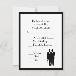 Groom and Groom Menu Wedding RSVP Classic White