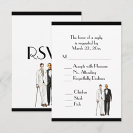 Groom and Groom Menu Wedding RSVP Classic White