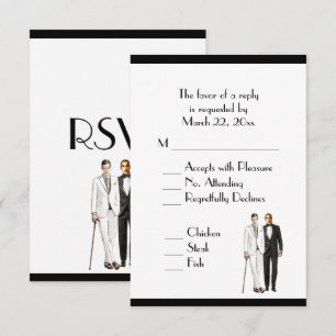 Groom and Groom Menu Wedding RSVP Classic White