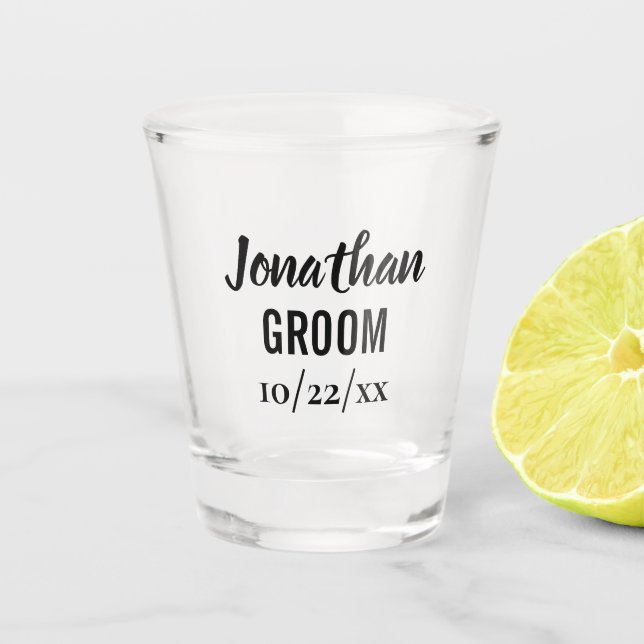 Groom Bachelor Party Gastgeschenk Hochzeit Schnapsglas (Vorderseite)