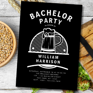 Groom Bachelor Party Schwarz-Weiß Brauerei Tour Einladung