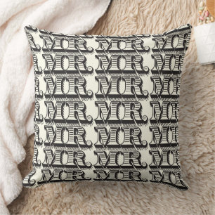 Groom Black and Ivory Mr Typografy Pattern Kissen