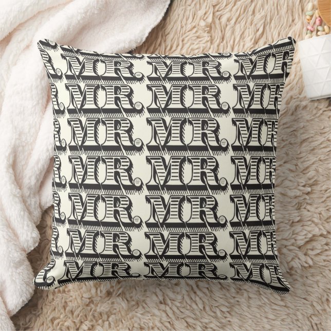 Groom Black and Ivory Mr Typografy Pattern Kissen (Decke)