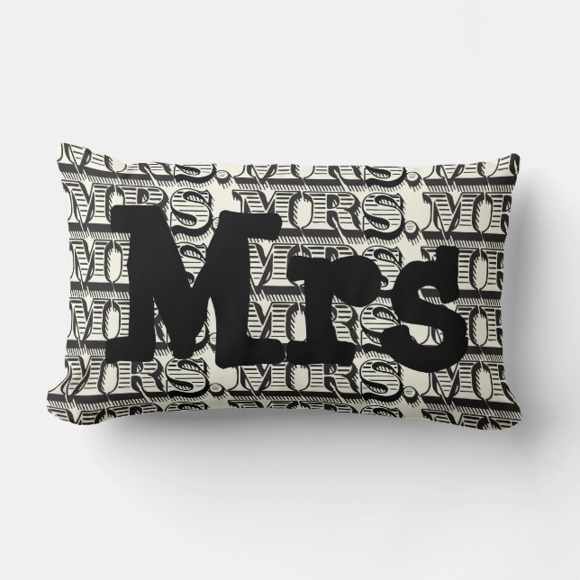 Groom Black and Ivory Mr Typografy Pattern Lendenkissen (Vorderseite)